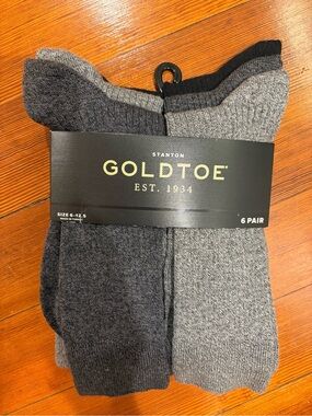 Gold Toe Men's Pack of Gray & Charcoal Crew Socks - 6 Pair